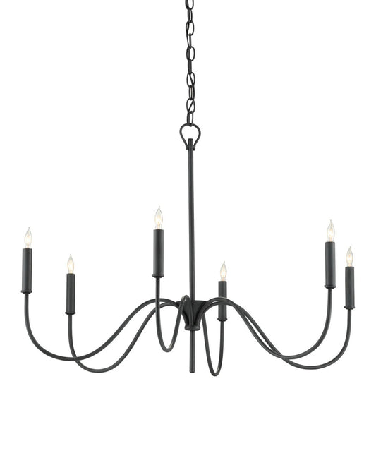 Tirrell Small Chandelier, 15-Bulbs, Antique Black, 34"W, Currey and Company (9000-0653 RP3Q)