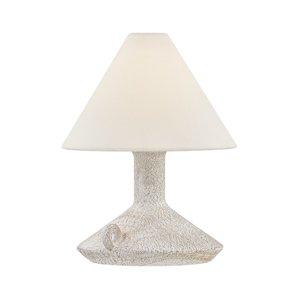 Troy Passage Rechargeable Table Lamp Patina Brass / Ceramic Riven Chalk