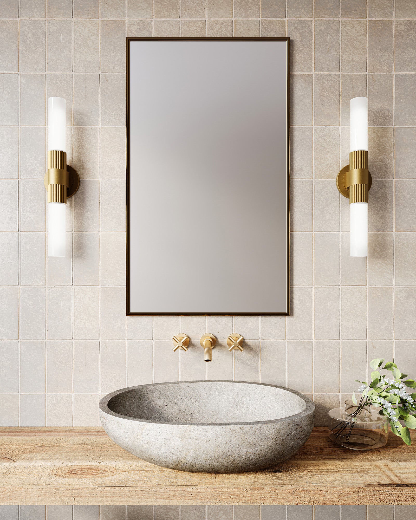 Alora Lighting Rue Bathroom Vanity Light Brushed Gold, Matte Black