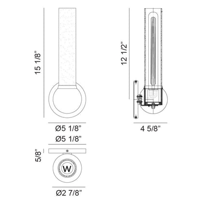 Matteo Lighting Pierce 15" 1-Light Wall Sconce – line drawing with dimensions