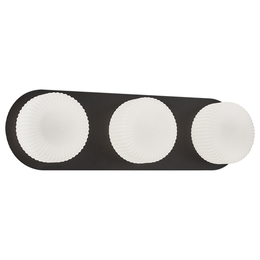 Matteo Lighting Knobbel 26" 3-Light Bath Vanity Light in Matte Black / Opal Ribbed Glass (S01303MBOP)