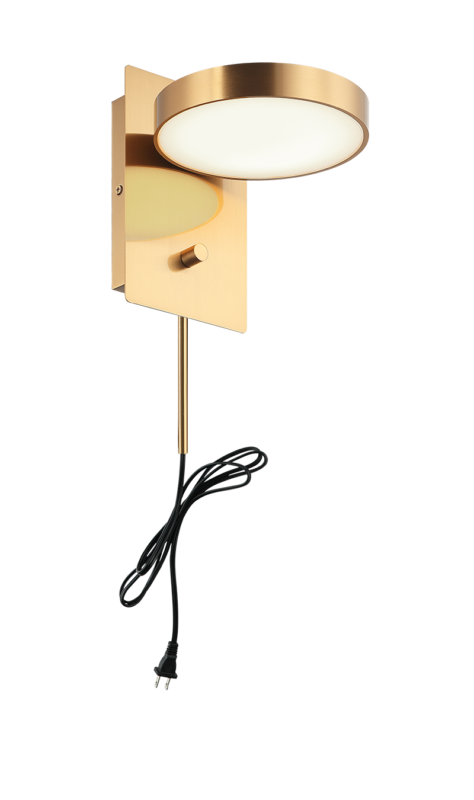 Matteo Lighting Azton 1-Light Wall Sconce in Aged Gold Brass, 6.63"W (S01801AG) – with short rod