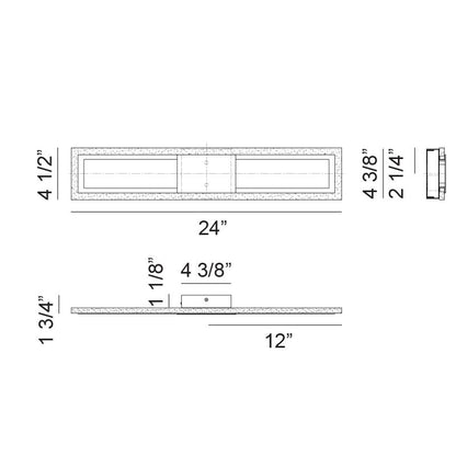Matteo Lighting Valance 24" LED Bath Vanity Light – line drawing with dimensions