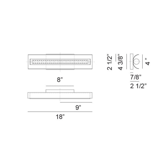 Matteo Lighting Norvan 18" LED Bath Vanity Light – line drawing with dimensions