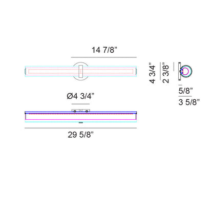 Matteo Lighting Satchie 30" LED Bath Vanity Light – line drawing with dimensions
