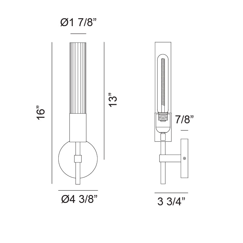Matteo Lighting Lumiere 16" Wall Sconce in Chrome (S04001CH) – alternate view