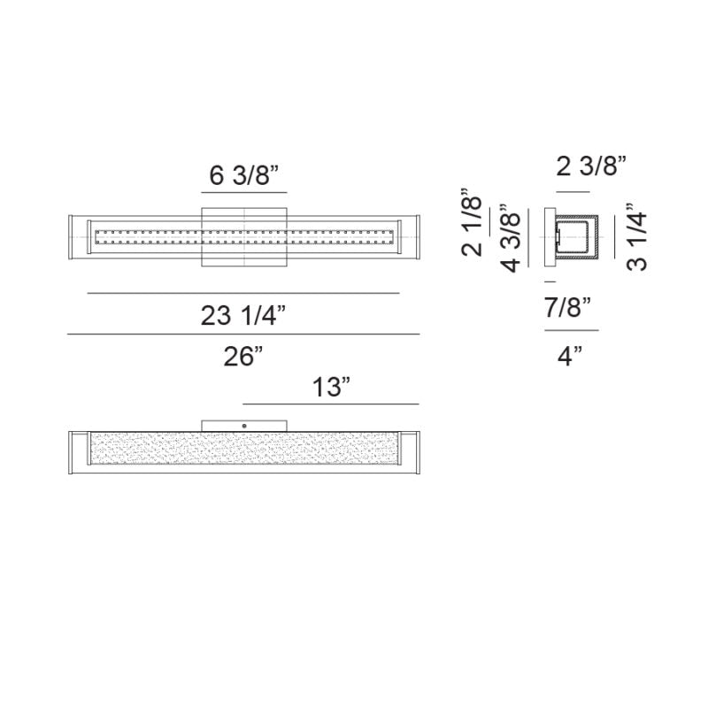 Matteo Lighting Cardenne 26" LED Bath Vanity Light – line drawing with dimensions
