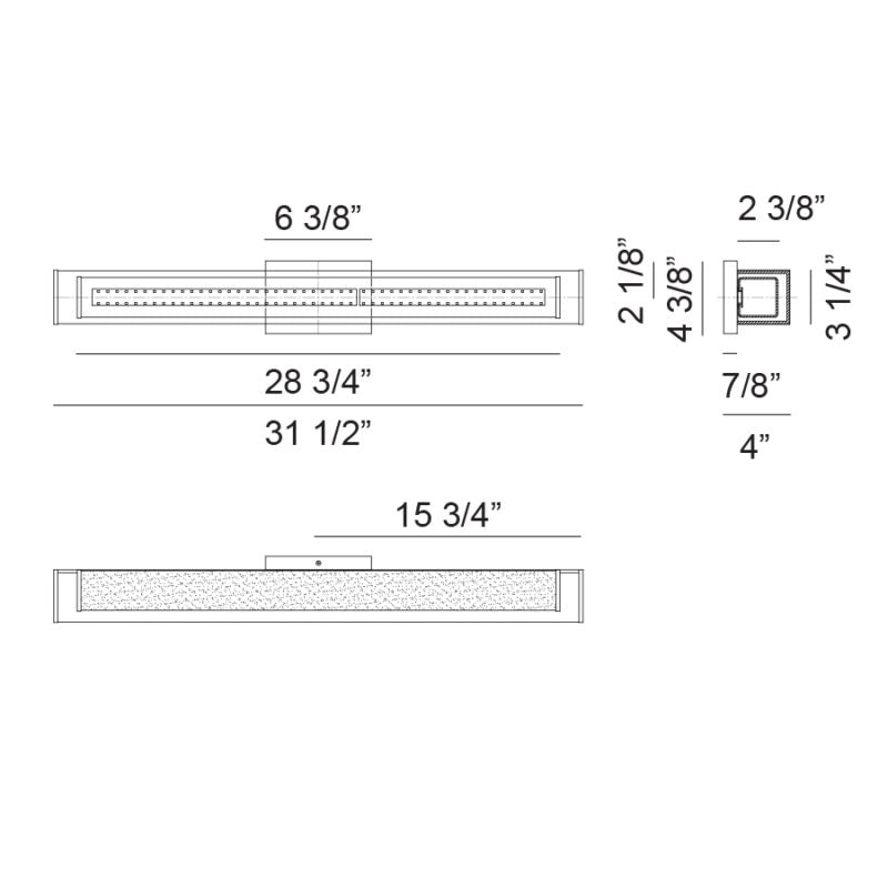 Matteo Lighting Cardenne 32" LED Bath Vanity Light – line drawing with dimensions