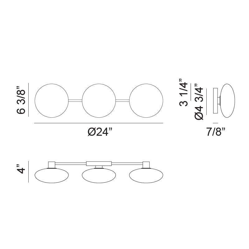 Matteo Lighting Pearlesque 24" 3-Light Bath Vanity Light in Matte Black (S05103MBOP) – alternate view