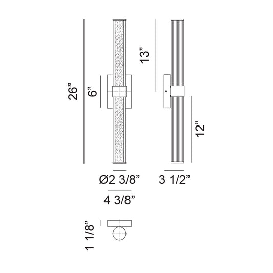 Matteo Lighting Macie 26" LED Bath Vanity Light – line drawing with dimensions