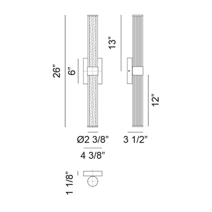 Matteo Lighting Macie 26" LED Bath Vanity Light – line drawing with dimensions
