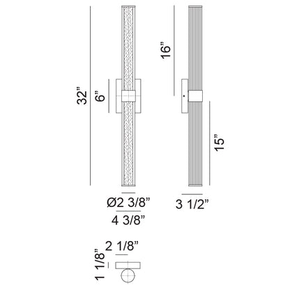 Matteo Lighting Macie 32" LED Bath Vanity Light – line drawing with dimensions