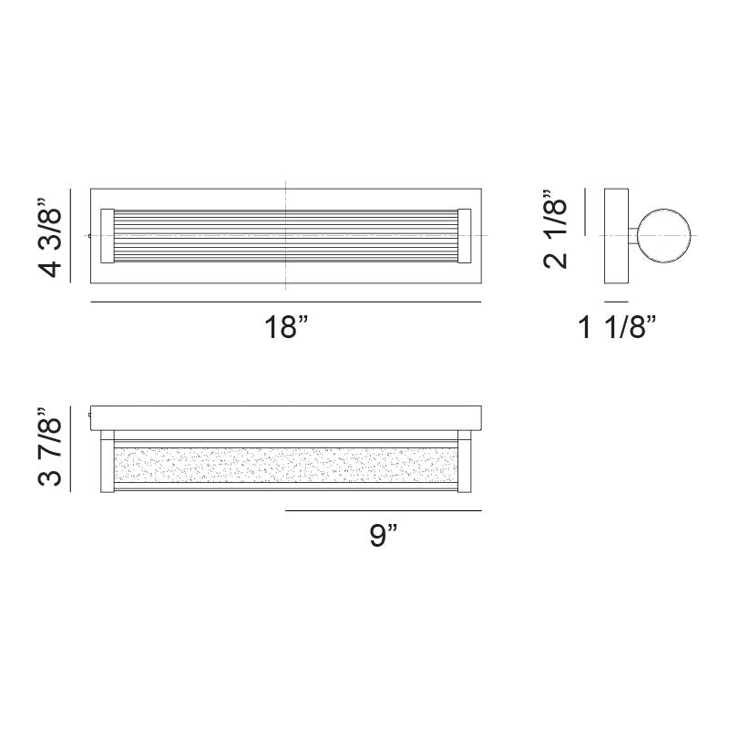 Matteo Lighting Athena 18" LED Bath Vanity Light – line drawing with dimensions