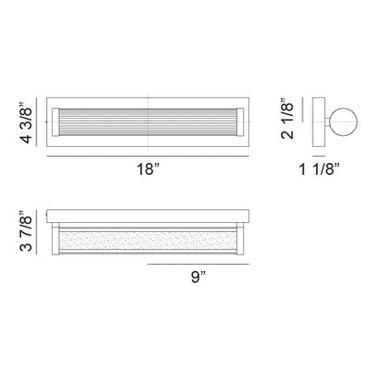Matteo Lighting Athena 18" LED Bath Vanity Light – line drawing with dimensions