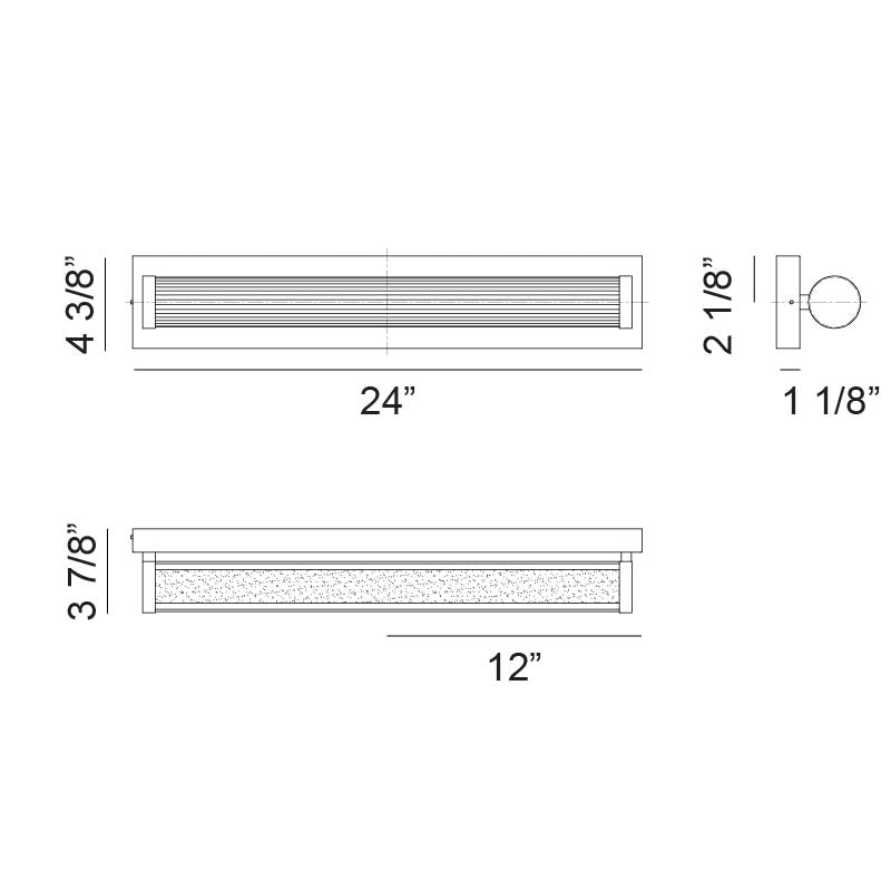 Matteo Lighting Athena 24" LED Bath Vanity Light – line drawing with dimensions
