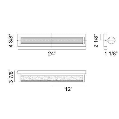 Matteo Lighting Athena 24" LED Bath Vanity Light – line drawing with dimensions