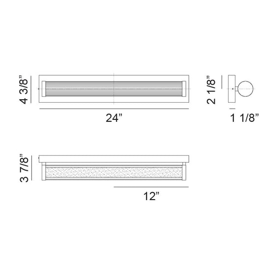 Matteo Lighting Athena 24" LED Bath Vanity Light – line drawing with dimensions