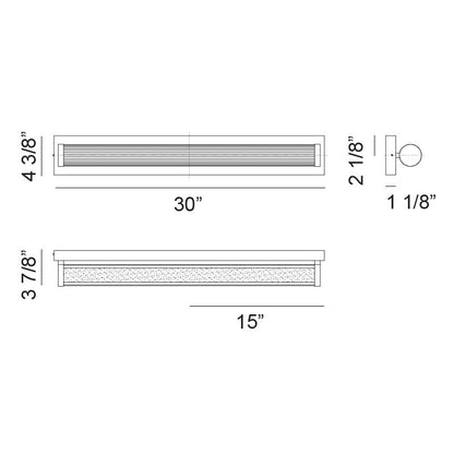 Matteo Lighting Athena 30" LED Bath Vanity Light – line drawing with dimensions