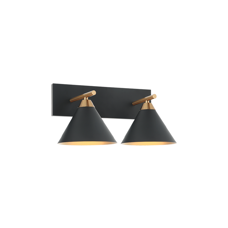 Matteo Lighting Bliss 2-Light Wall Sconce Black, Brass, Aged Brass + Matte Black