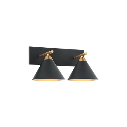 Matteo Lighting Bliss 2-Light Wall Sconce Black, Brass, Aged Brass + Matte Black