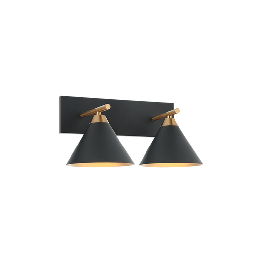 Matteo Lighting Bliss 2-Light Wall Sconce Black, Brass, Aged Brass + Matte Black