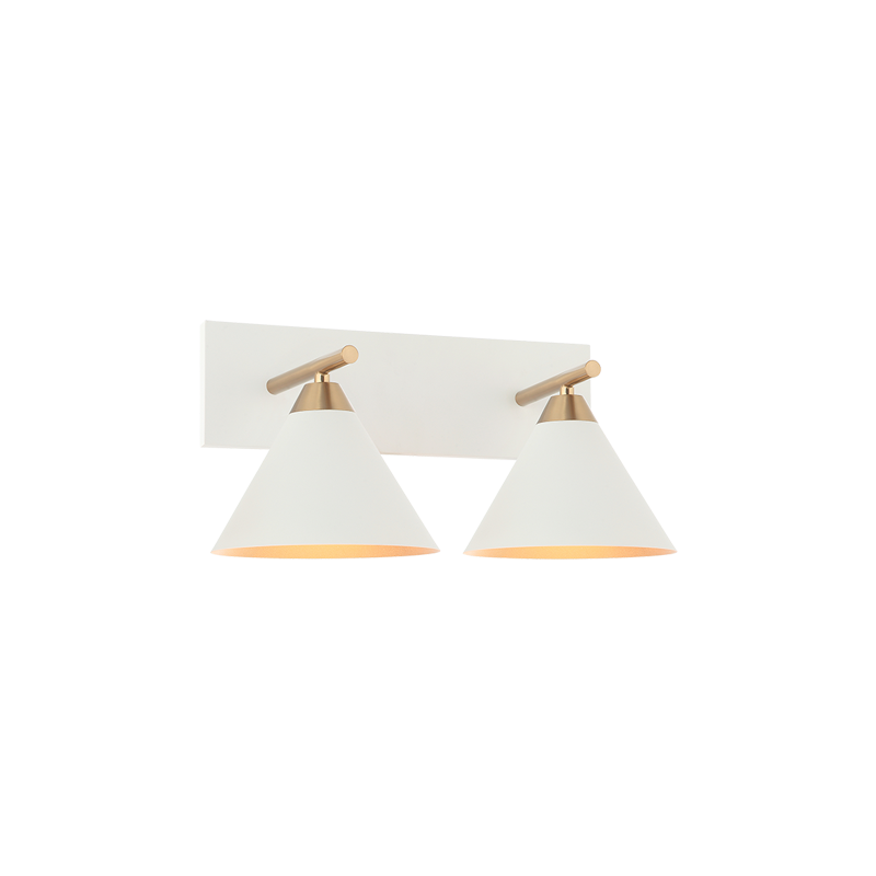 Matteo Lighting Bliss 2-Light Wall Sconce Brass, White, Aged Brass + White