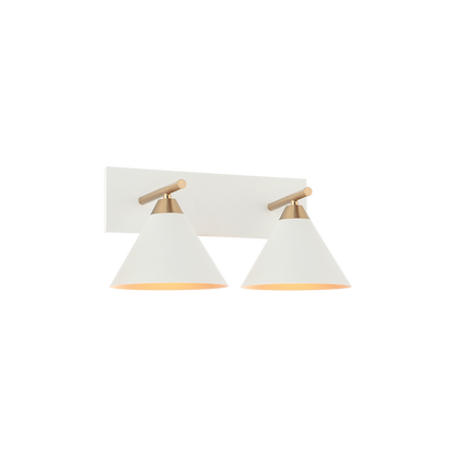 Matteo Lighting Bliss 2-Light Wall Sconce Brass, White, Aged Brass + White