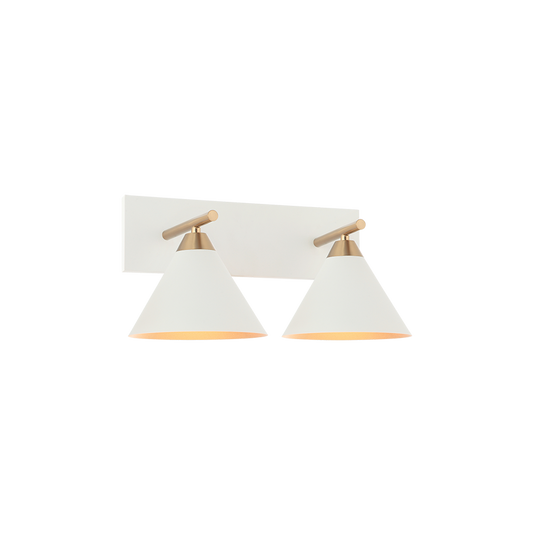 Matteo Lighting Bliss 2-Light Wall Sconce in Aged Gold Brass + White, 17.75"W (S10602WH)