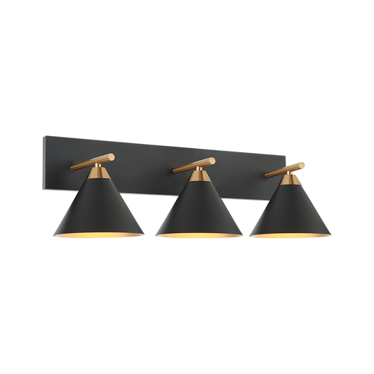 Matteo Lighting Bliss 3-Light Wall Sconce Black, Brass, Aged Brass + Matte Black
