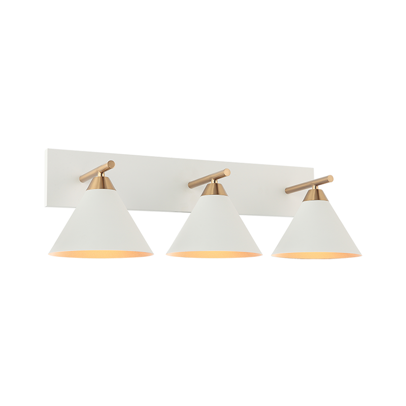 Matteo Lighting Bliss 3-Light Wall Sconce Brass, White, Aged Brass + White