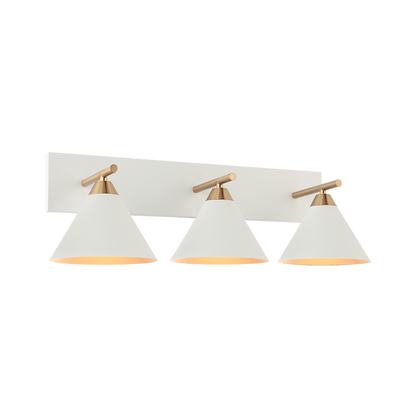 Matteo Lighting Bliss 3-Light Wall Sconce Brass, White, Aged Brass + White