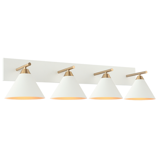 Matteo Lighting Bliss 4-Light Wall Sconce in Aged Gold Brass + White, 37.40"W (S10604WH)