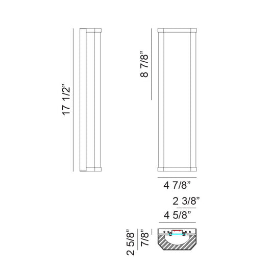Matteo Lighting Aislynn 18" LED Bath Vanity Light – line drawing with dimensions