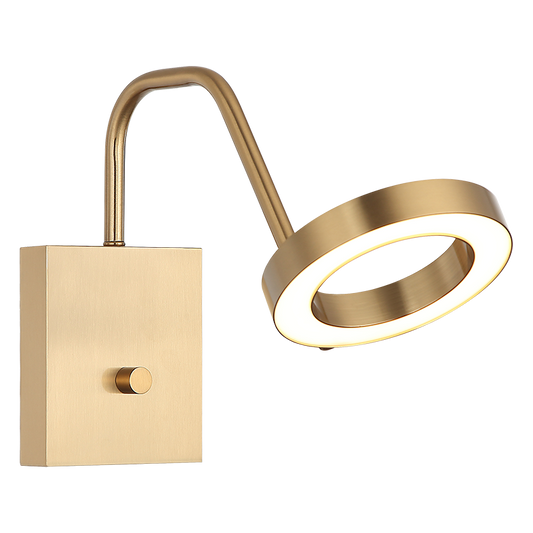 Matteo Lighting Realm LED Swing Arm Wall Sconce with USB in Aged Gold Brass (S12811AG)