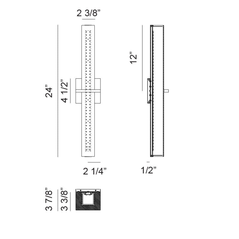 Matteo Lighting Rindlen 24" LED Bath Vanity Light – line drawing with dimensions