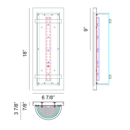 Matteo Lighting Brampton 18" LED Wall Sconce – line drawing with dimensions