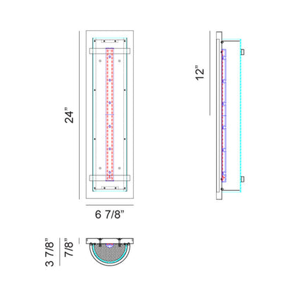 Matteo Lighting Brampton 24" LED Wall Sconce – line drawing with dimensions