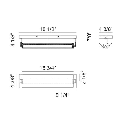 Matteo Lighting Finneas 19" LED Bath Vanity Light – line drawing with dimensions