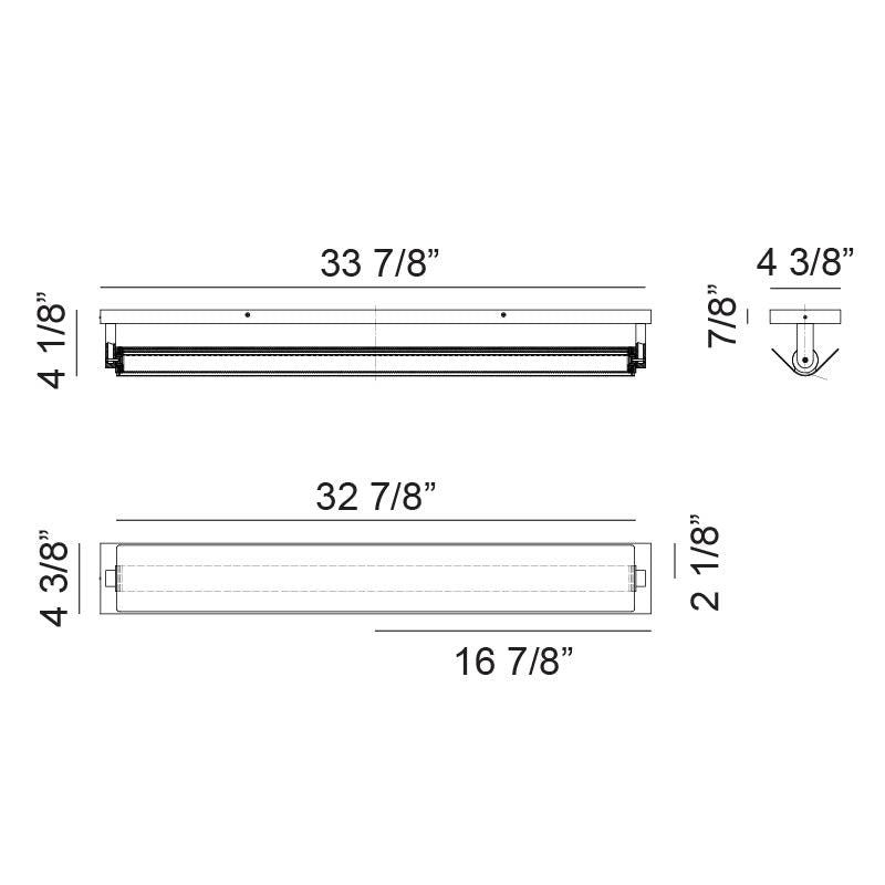 Matteo Lighting Finneas 34" LED Bath Vanity Light – line drawing with dimensions