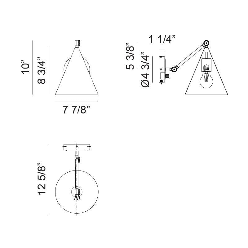 Matteo Lighting Pearson 10" Wall Sconce – line drawing with dimensions
