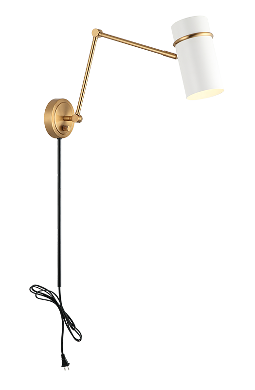 Matteo Lighting Cilindro 13" Wall Sconce in Aged Gold Brass + White (S17721AGWH) – alternate view