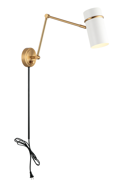 Matteo Lighting Cilindro 13" Wall Sconce in Aged Gold Brass + White (S17721AGWH) – alternate view
