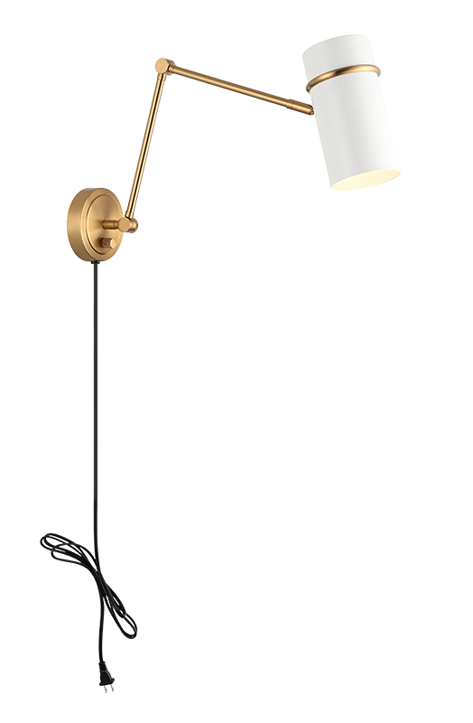 Matteo Lighting Cilindro 13" Wall Sconce in Aged Gold Brass + White (S17721AGWH) – alternate view