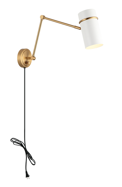 Matteo Lighting Cilindro 13" Wall Sconce in Aged Gold Brass + White (S17721AGWH) – alternate view