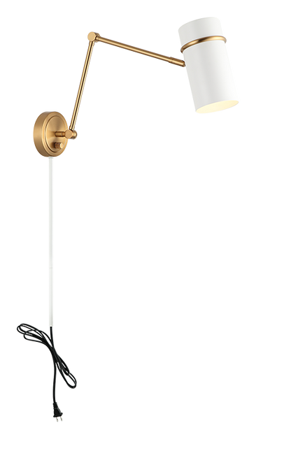 Matteo Lighting Cilindro 13" Wall Sconce in Aged Gold Brass + White (S17721AGWH) – alternate view