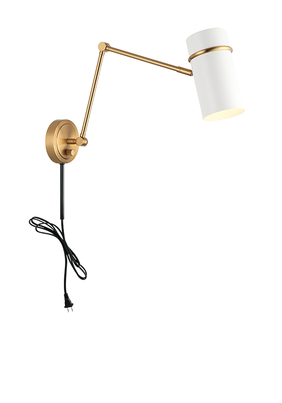 Matteo Lighting Cilindro 13" Wall Sconce in Aged Gold Brass + White (S17721AGWH) – alternate view