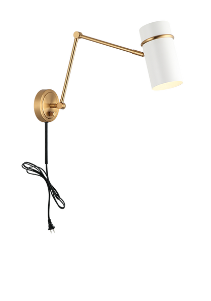 Matteo Lighting Cilindro 13" Wall Sconce in Aged Gold Brass + White (S17721AGWH) – alternate view