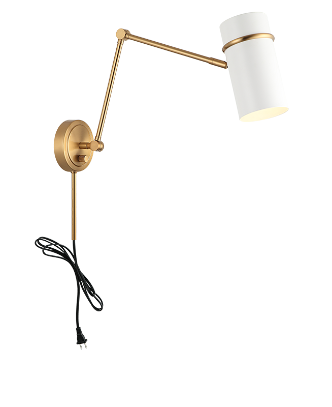 Matteo Lighting Cilindro 13" Wall Sconce in Aged Gold Brass + White (S17721AGWH) – alternate view