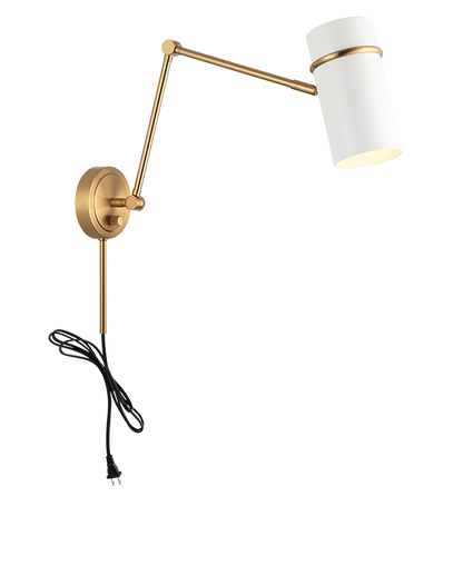 Matteo Lighting Cilindro 13" Wall Sconce in Aged Gold Brass + White (S17721AGWH) – alternate view