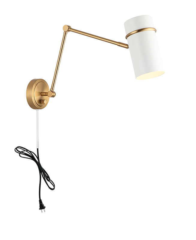 Matteo Lighting Cilindro 13" Wall Sconce in Aged Gold Brass + White (S17721AGWH) – alternate view